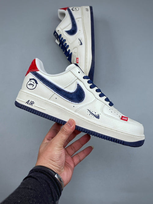 Nike Air Force 1 ’07 Low White, Navy & Red