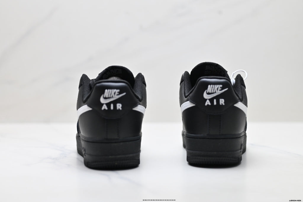 Nike Air Force 1 ’07 Low Black & White Sneakers, Lace-Up Retro Casual Streetwear Shoes