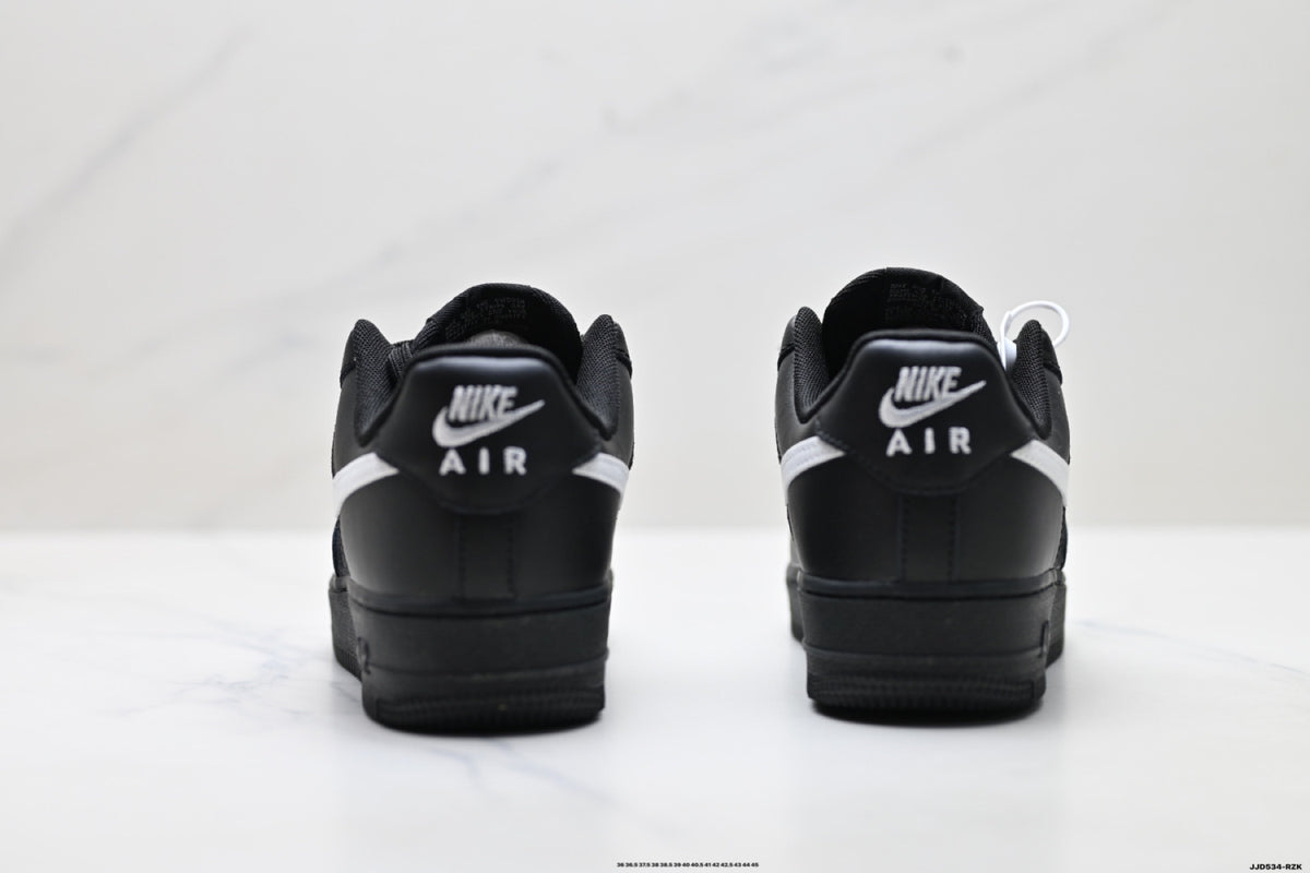 Nike Air Force 1 ’07 Low Black & White Sneakers, Lace-Up Retro Casual Streetwear Shoes