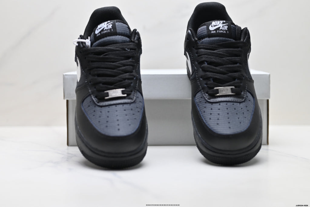 Nike Air Force 1 ’07 Low Black & White Sneakers, Lace-Up Retro Casual Streetwear Shoes