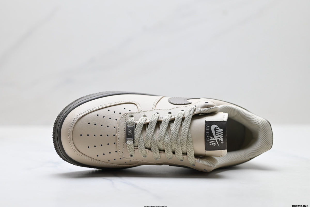 Nike Air Force 1 ’07 Low Grey & Black Sneakers, Retro Lace-Up Casual Streetwear Shoes