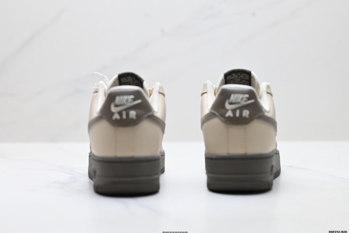 Nike Air Force 1 ’07 Low Grey & Black Sneakers, Retro Lace-Up Casual Streetwear Shoes