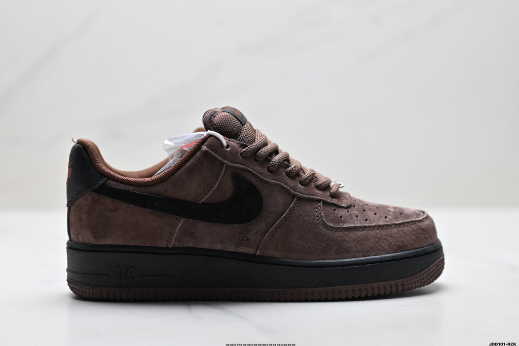 Nike Air Force 1 ’07 Low Brown & Black Sneakers, Retro Lace-Up Casual Streetwear Shoes