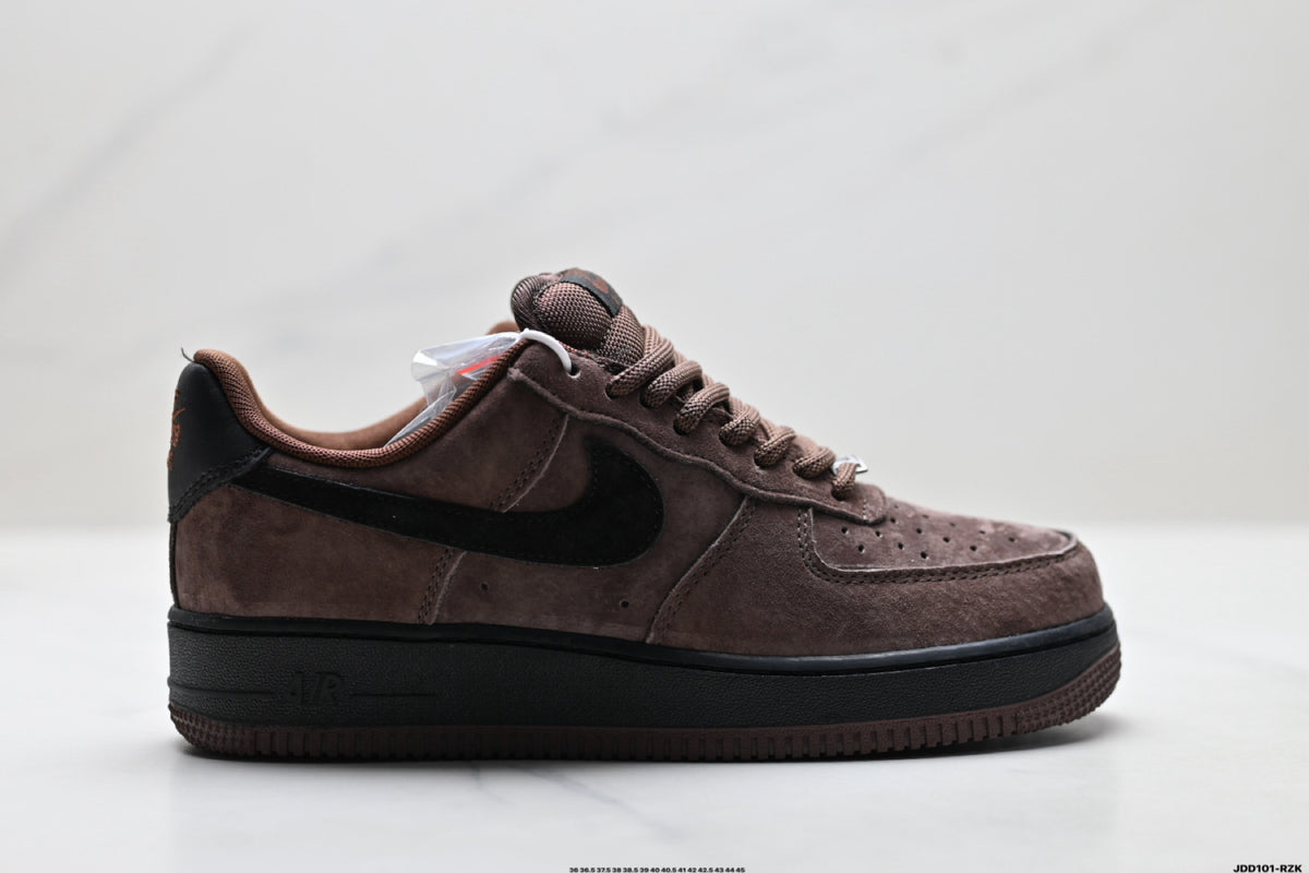 Nike Air Force 1 ’07 Low Brown & Black Sneakers, Retro Lace-Up Casual Streetwear Shoes