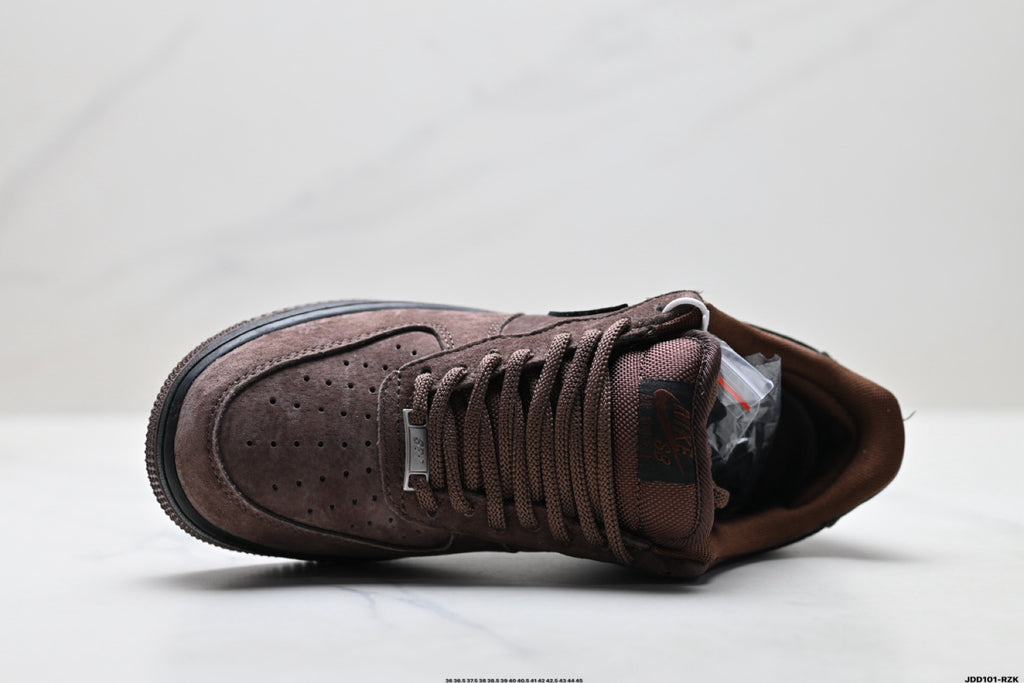 Nike Air Force 1 ’07 Low Brown & Black Sneakers, Retro Lace-Up Casual Streetwear Shoes