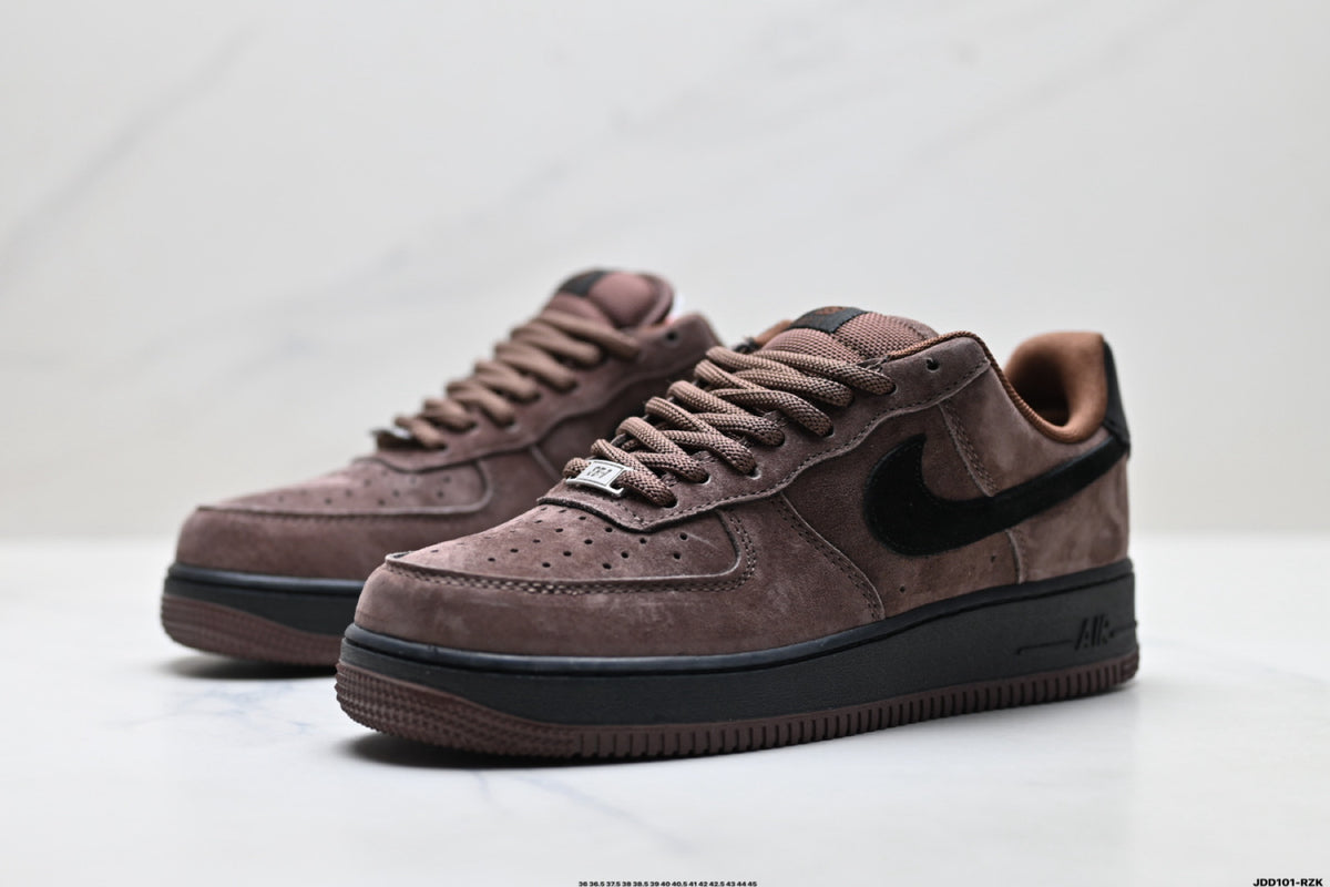 Nike Air Force 1 ’07 Low Brown & Black Sneakers, Retro Lace-Up Casual Streetwear Shoes