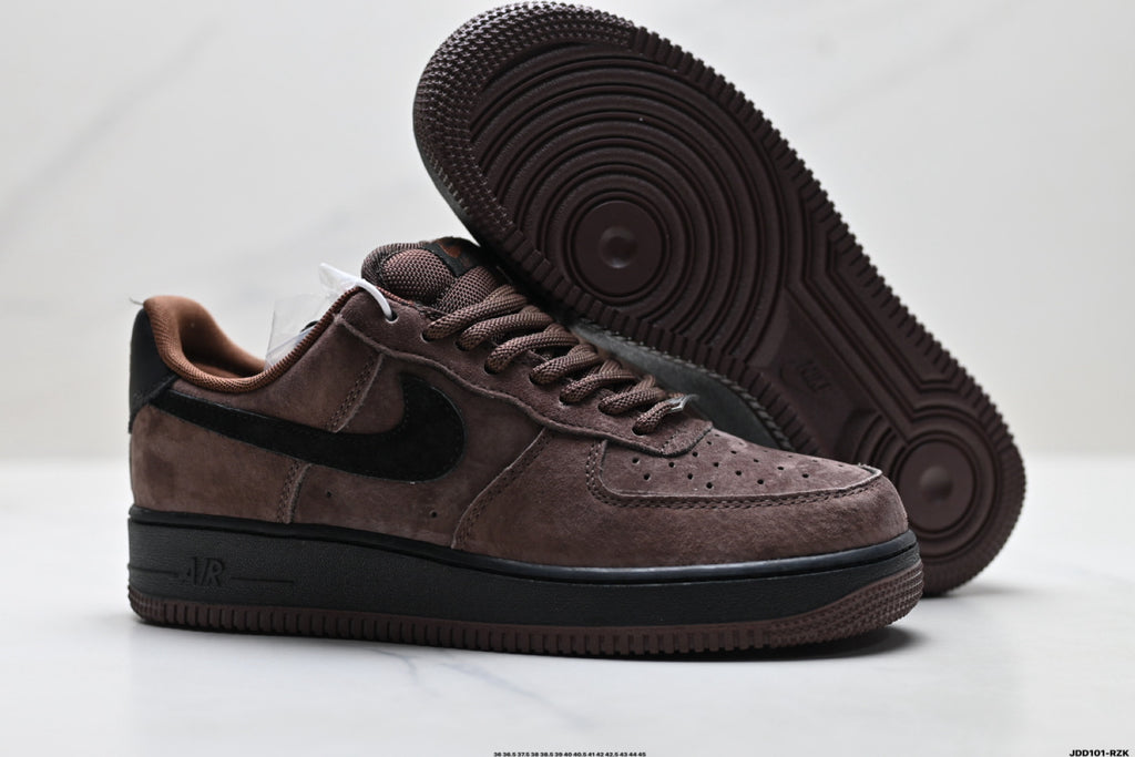 Nike Air Force 1 ’07 Low Brown & Black Sneakers, Retro Lace-Up Casual Streetwear Shoes