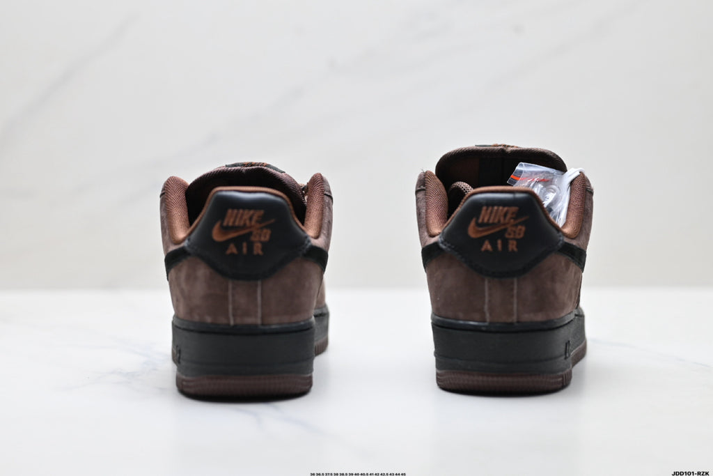 Nike Air Force 1 ’07 Low Brown & Black Sneakers, Retro Lace-Up Casual Streetwear Shoes