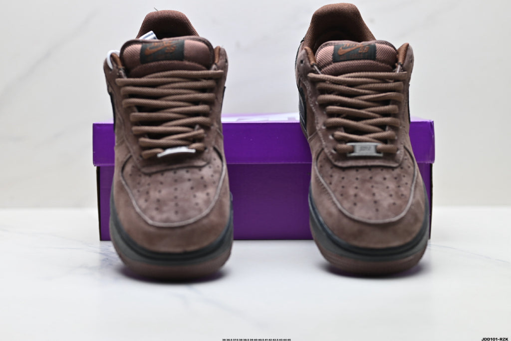 Nike Air Force 1 ’07 Low Brown & Black Sneakers, Retro Lace-Up Casual Streetwear Shoes