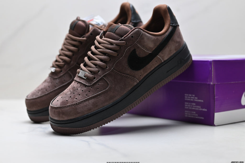 Nike Air Force 1 ’07 Low Brown & Black Sneakers, Retro Lace-Up Casual Streetwear Shoes