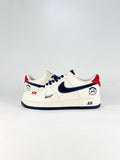 Nike Air Force 1 ’07 Low Cream & Black Sneakers with Red Accents, Retro Lace-Up Casual Streetwear Shoes