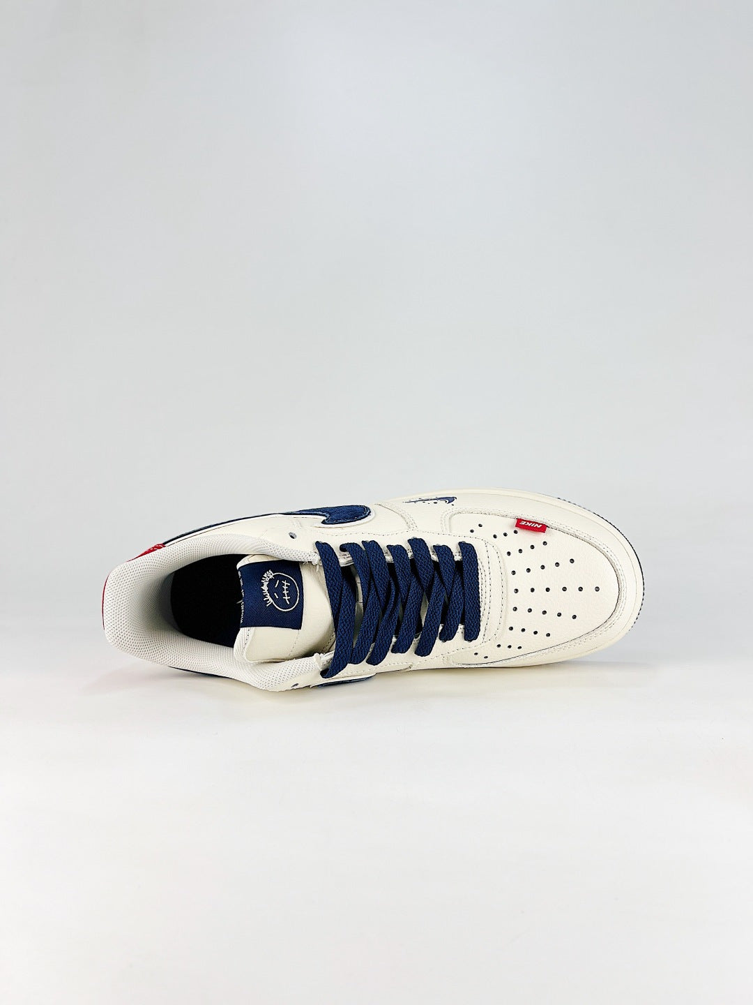 Nike Air Force 1 ’07 Low Cream & Black Sneakers with Red Accents, Retro Lace-Up Casual Streetwear Shoes