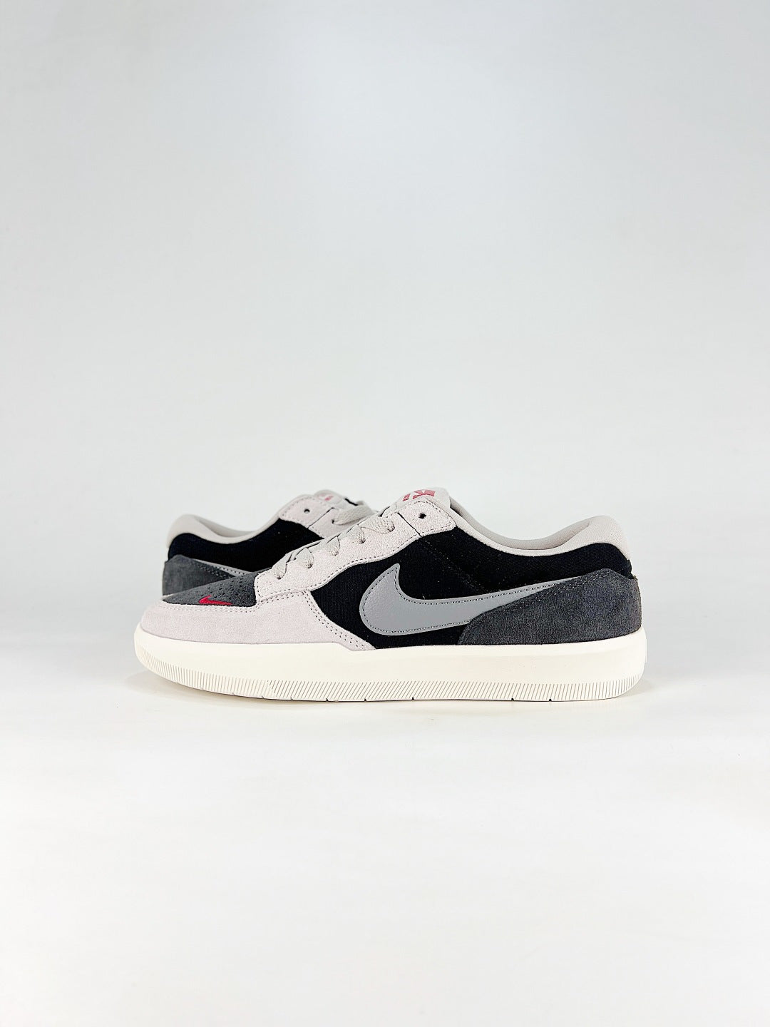 Nike SB Force 58 Black Grey & White Low-Top Sneakers, Retro Lace-Up Skate-Inspired Casual Shoes