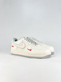 Nike Air Force 1 ’07 Low White Sneakers with Red Accents, Retro Lace-Up Casual Streetwear Shoes