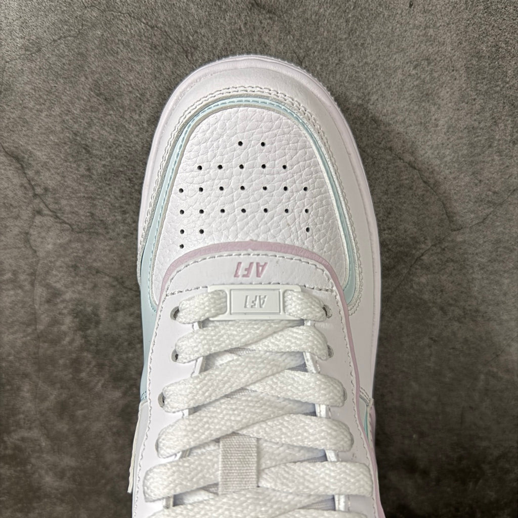 Nike Air Force 1 Shadow White & Pastel Pink Mint Sneakers, Layered Low-Top Lace-Up Casual Streetwear Shoes