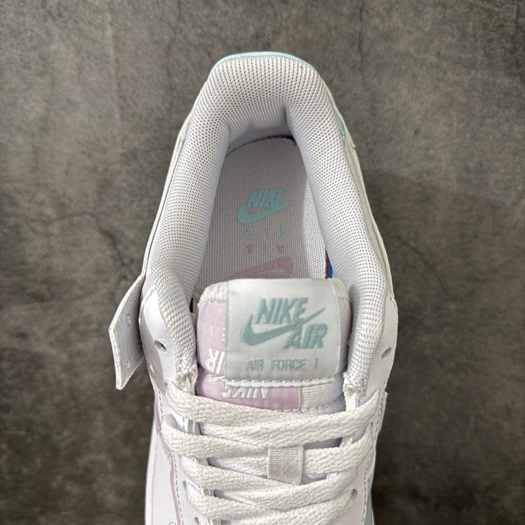 Nike Air Force 1 Shadow White & Pastel Pink Mint Sneakers, Layered Low-Top Lace-Up Casual Streetwear Shoes