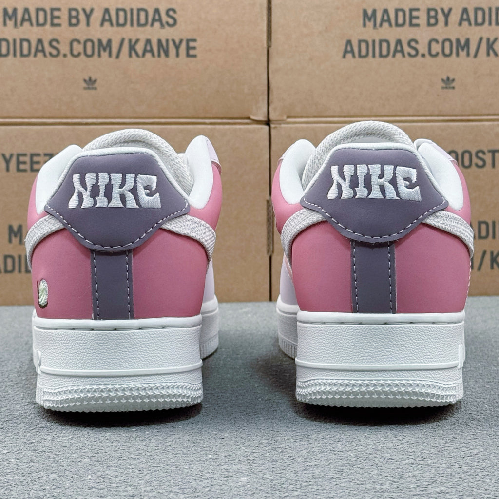 Nike Air Force 1 ’07 Low AF1 White & Pink Sneakers, Color Block Lace-Up Retro Casual Streetwear Shoes