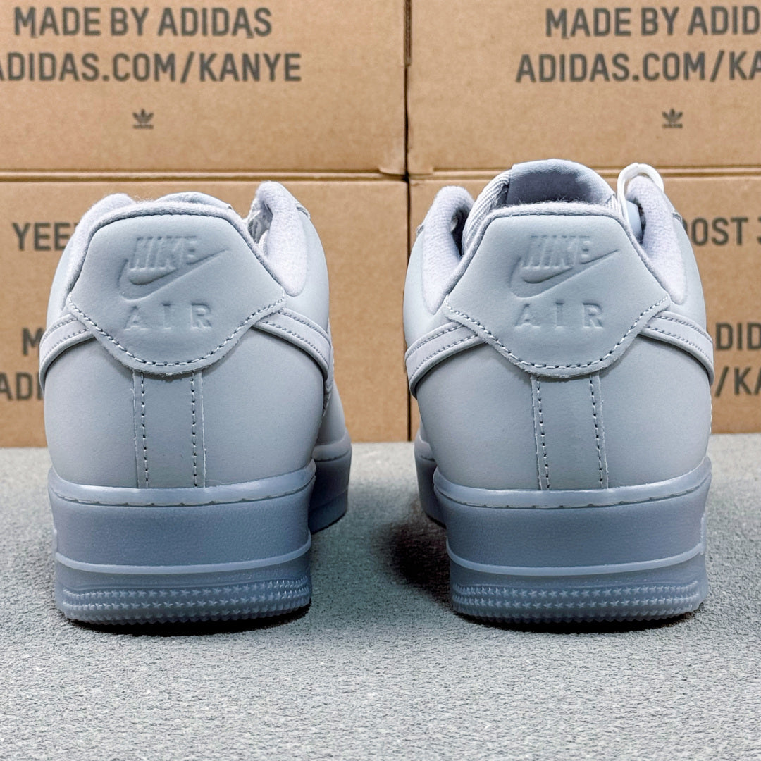 Nike Air Force 1 ’07 Low AF1 Light Grey Sneakers, Tonal Lace-Up Retro Casual Streetwear Shoes