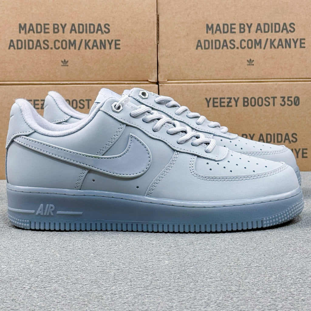 Nike Air Force 1 ’07 Low AF1 Light Grey Sneakers, Tonal Lace-Up Retro Casual Streetwear Shoes