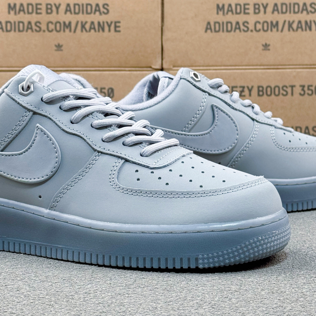 Nike Air Force 1 ’07 Low AF1 Light Grey Sneakers, Tonal Lace-Up Retro Casual Streetwear Shoes