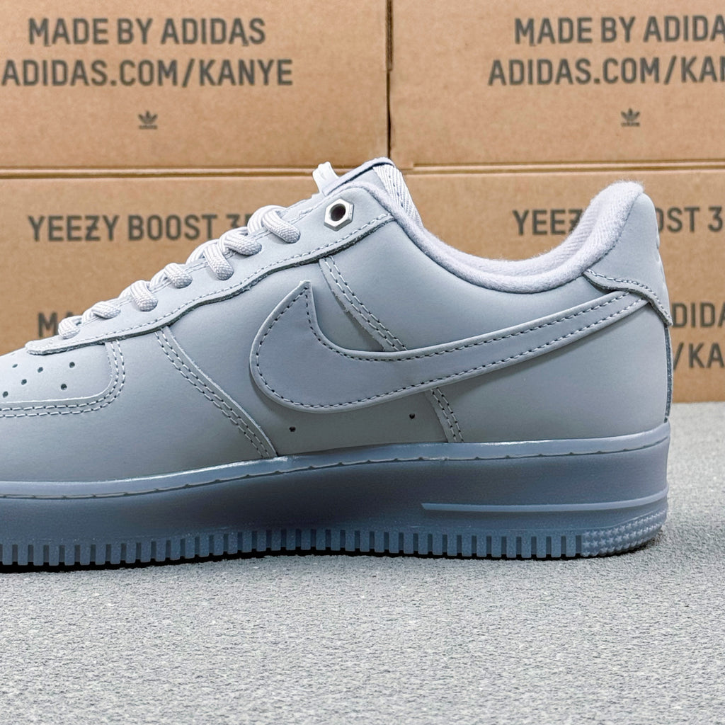 Nike Air Force 1 ’07 Low AF1 Light Grey Sneakers, Tonal Lace-Up Retro Casual Streetwear Shoes