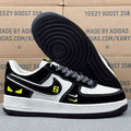 Nike Air Force 1 ’07 Low AF1 Black & White Sneakers with Neon Yellow Details, Graphic Lace-Up Casual Streetwear Shoes
