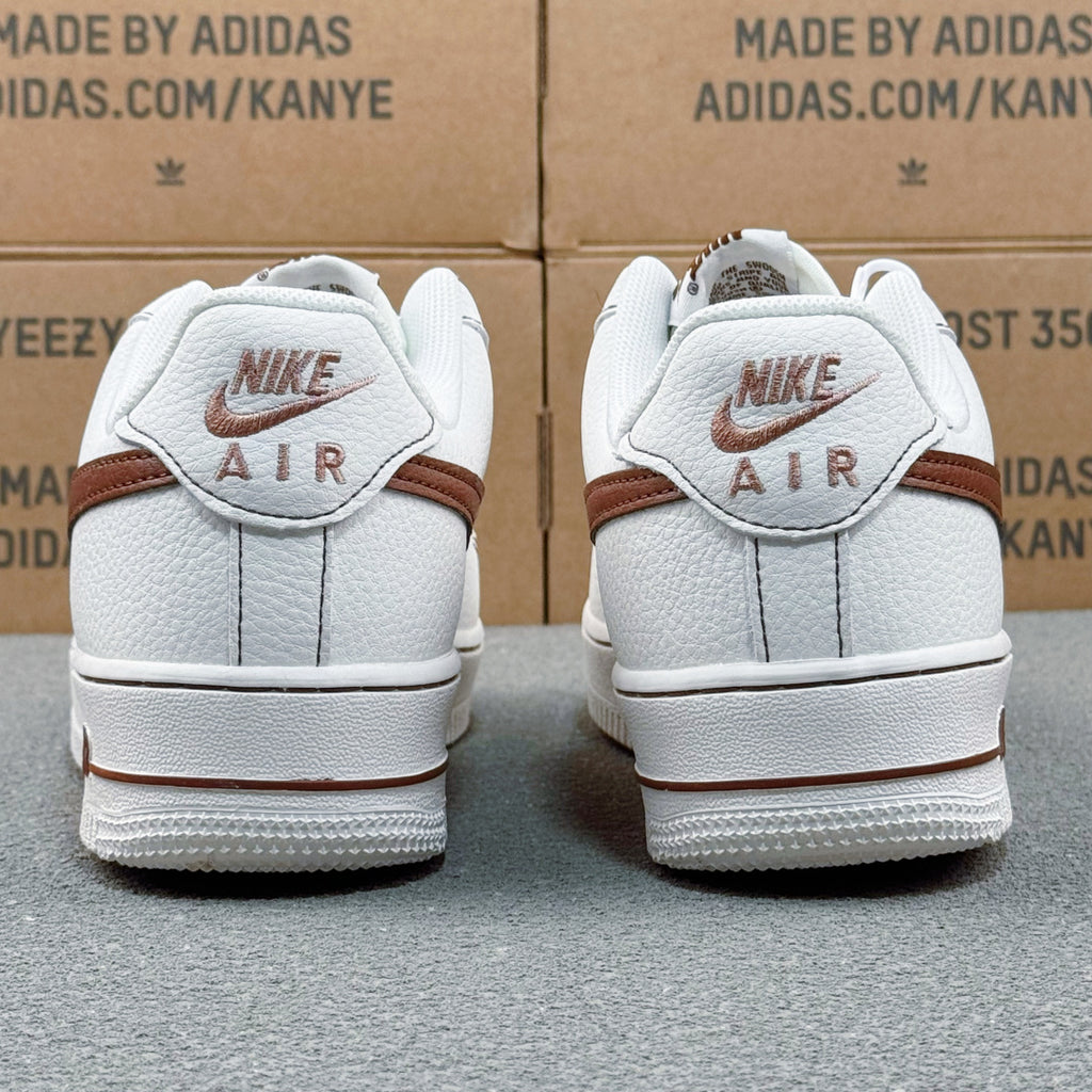Nike Air Force 1 ’07 Low AF1 White & Burgundy Sneakers, Contrast Swoosh Retro Lace-Up Casual Streetwear Shoes
