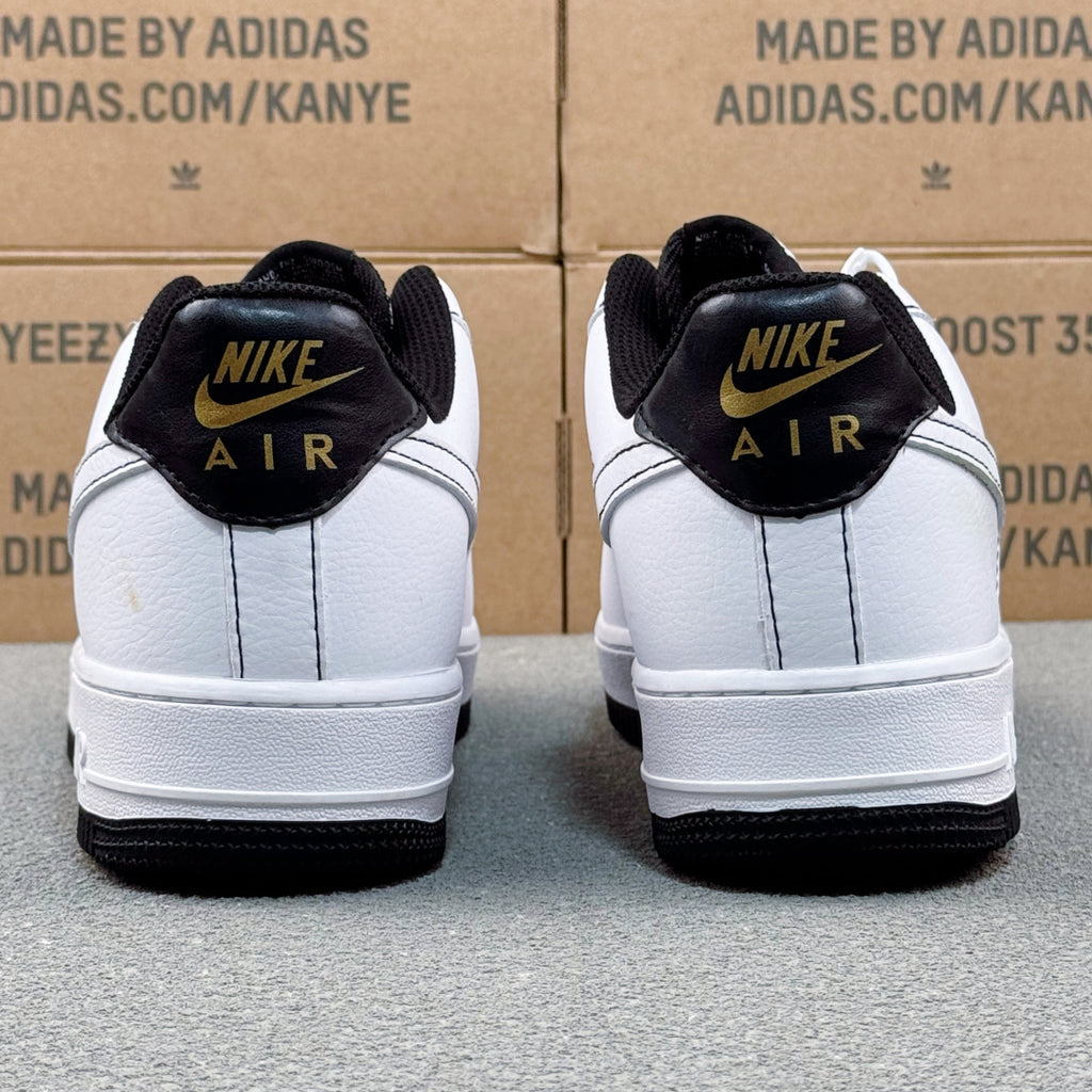 Nike Air Force 1 ’07 Low AF1 White & Black Sneakers with Mini Lime Swoosh, Retro Lace-Up Casual Streetwear Shoes