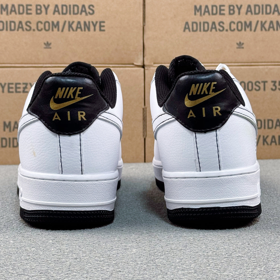 Nike Air Force 1 ’07 Low AF1 White & Black Sneakers with Mini Lime Swoosh, Retro Lace-Up Casual Streetwear Shoes