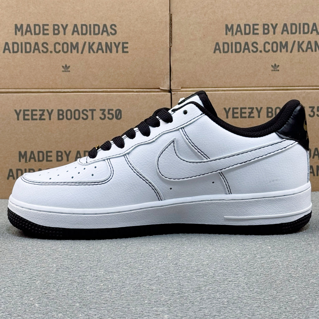 Nike Air Force 1 ’07 Low AF1 White & Black Sneakers with Mini Lime Swoosh, Retro Lace-Up Casual Streetwear Shoes
