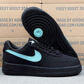 Nike Air Force 1 ’07 Low AF1 Black & Mint Green Sneakers, Contrast Swoosh Lace-Up Retro Casual Streetwear Shoes