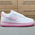Nike Air Force 1 ’07 Low AF1 White & Pink Sneakers, Pastel Swoosh Pink Sole Retro Lace-Up Casual Shoes