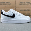 Nike Air Force 1 ’07 Low AF1 White & Black Sneakers, Black Swoosh Lace-Up Retro Casual Streetwear Shoes