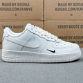 Nike Air Force 1 ’07 Low AF1 White Sneakers with Mini Black Swoosh, Tonal Lace-Up Retro Casual Streetwear Shoes