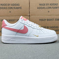 Nike Air Force 1 ’07 Low AF1 White &amp; Pink Sneakers with Mini Gold-Tone Swoosh, Retro Lace-Up Casual Streetwear Shoes