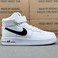 Nike Air Force 1 Mid AF1 White & Black Sneakers, Ankle Strap Lace-Up Retro Casual Streetwear Shoes