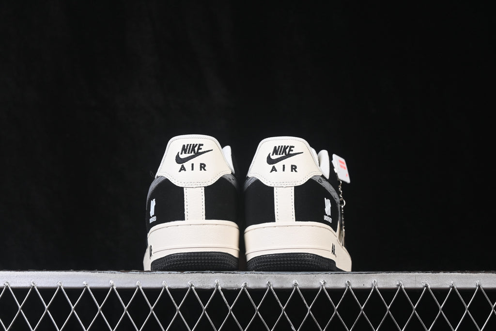 Nike Air Force 1 ’07 Low AF1 Black White & Grey Sneakers, Patchwork Graphic Lace-Up Retro Casual Streetwear Shoes