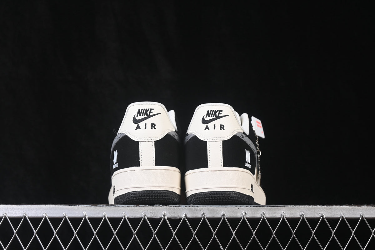 Nike Air Force 1 ’07 Low AF1 Black White & Grey Sneakers, Patchwork Graphic Lace-Up Retro Casual Streetwear Shoes
