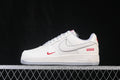 Nike Air Force 1 ’07 Low AF1 White Sneakers with Mini Red Swoosh, Tonal Lace-Up Retro Casual Streetwear Shoes