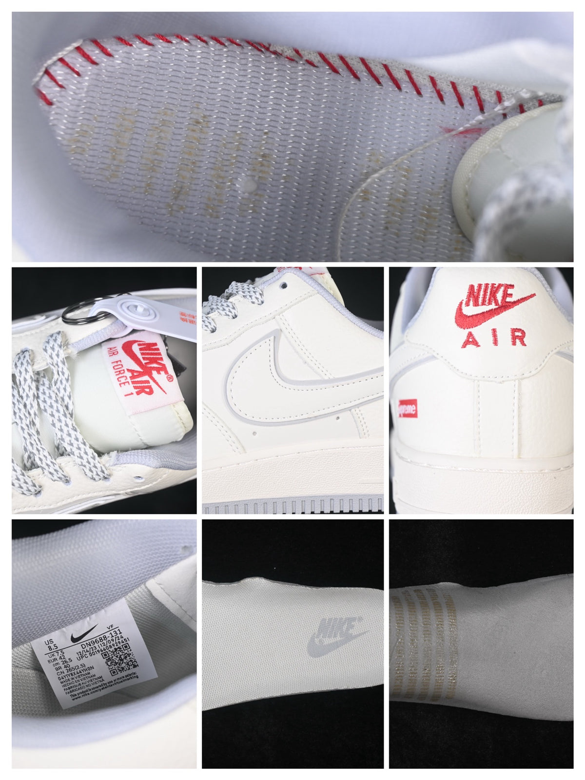 Nike Air Force 1 ’07 Low AF1 White Sneakers with Mini Red Swoosh, Tonal Lace-Up Retro Casual Streetwear Shoes