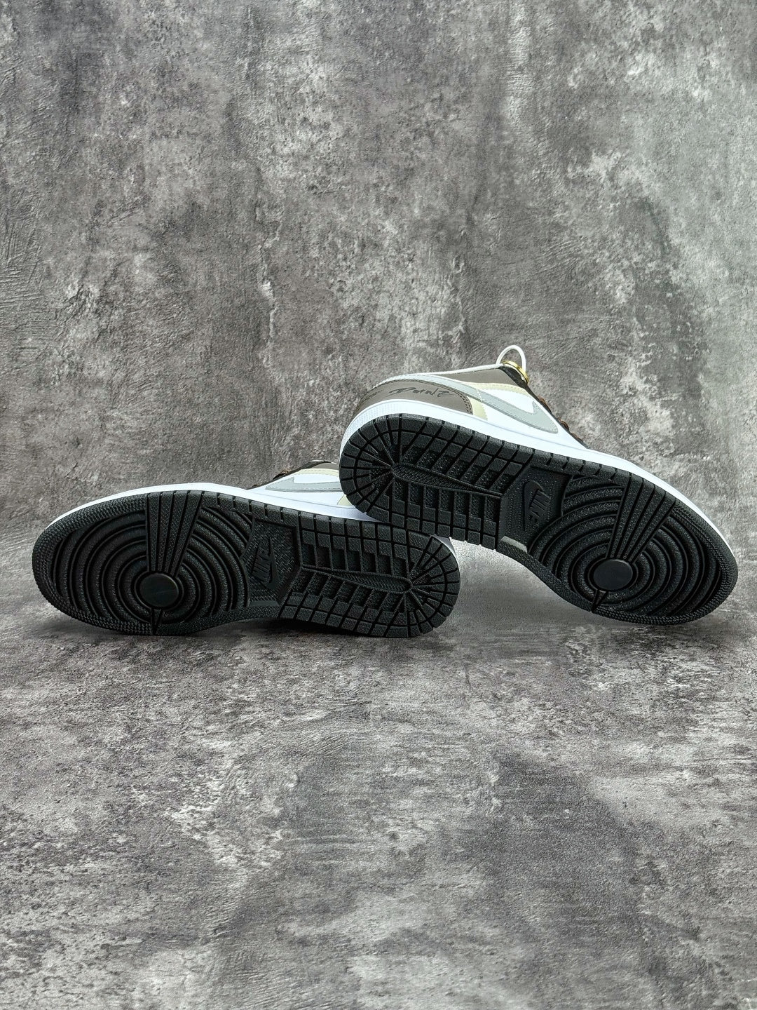Air Jordan 1 Low AJ1 Black White & Grey Sneakers with Brown Laces, Retro Low-Top Casual Streetwear Shoes