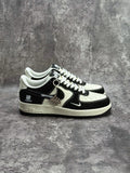 Air Jordan 1 Low AJ1 Black White & Grey Sneakers with Patterned Laces, Retro Low-Top Casual Streetwear Shoes