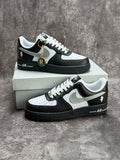 Nike Air Force 1 ’07 Low AF1 Black & White Sneakers, Contrast Swoosh Retro Lace-Up Casual Streetwear Shoes