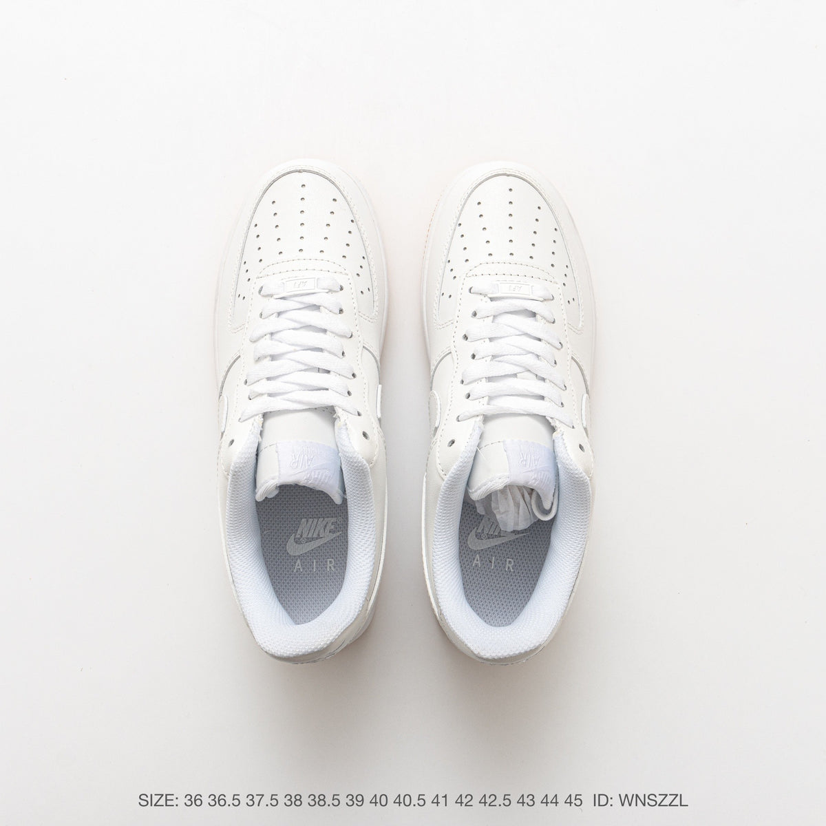 Nike Air Force 1 ’07 Low White Sneakers with Gum-Colored Outsole, Tonal Swoosh Retro Lace-Up Casual Shoes