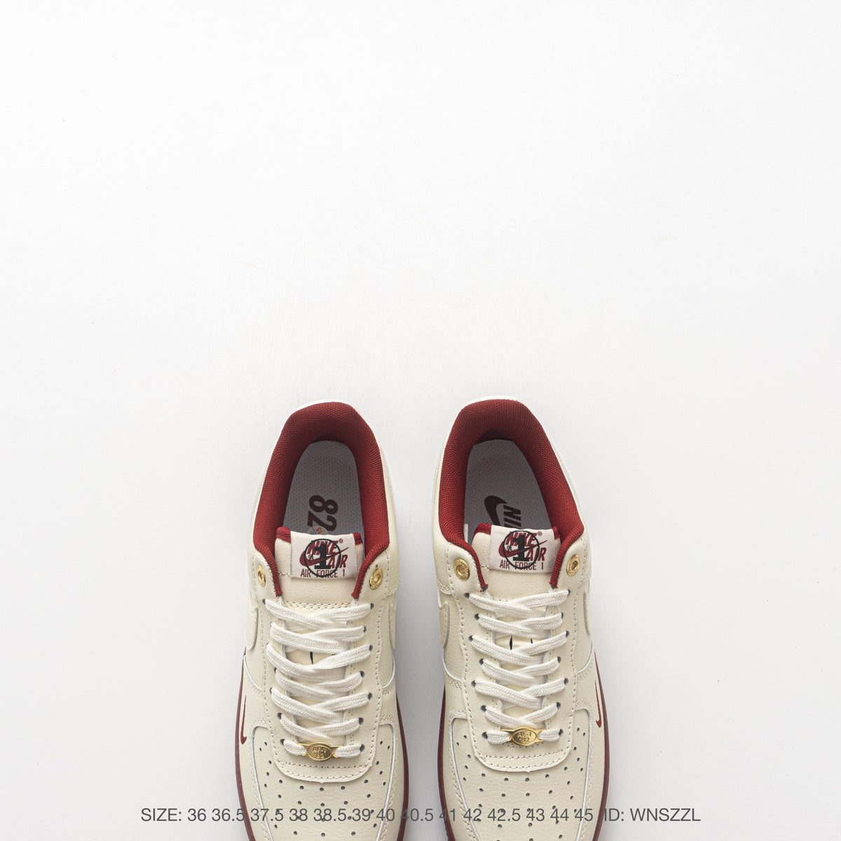 Nike Air Force 1 ’07 Low Cream & Burgundy Sneakers with Mini Swoosh, Retro Lace-Up Casual Streetwear Shoes
