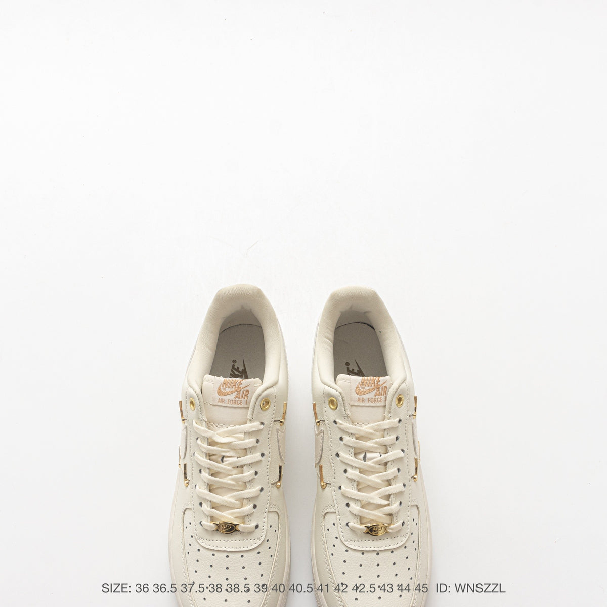 Nike Air Force 1 ’07 Low Cream White Sneakers, Tonal Swoosh Lace-Up Retro Casual Streetwear Shoes