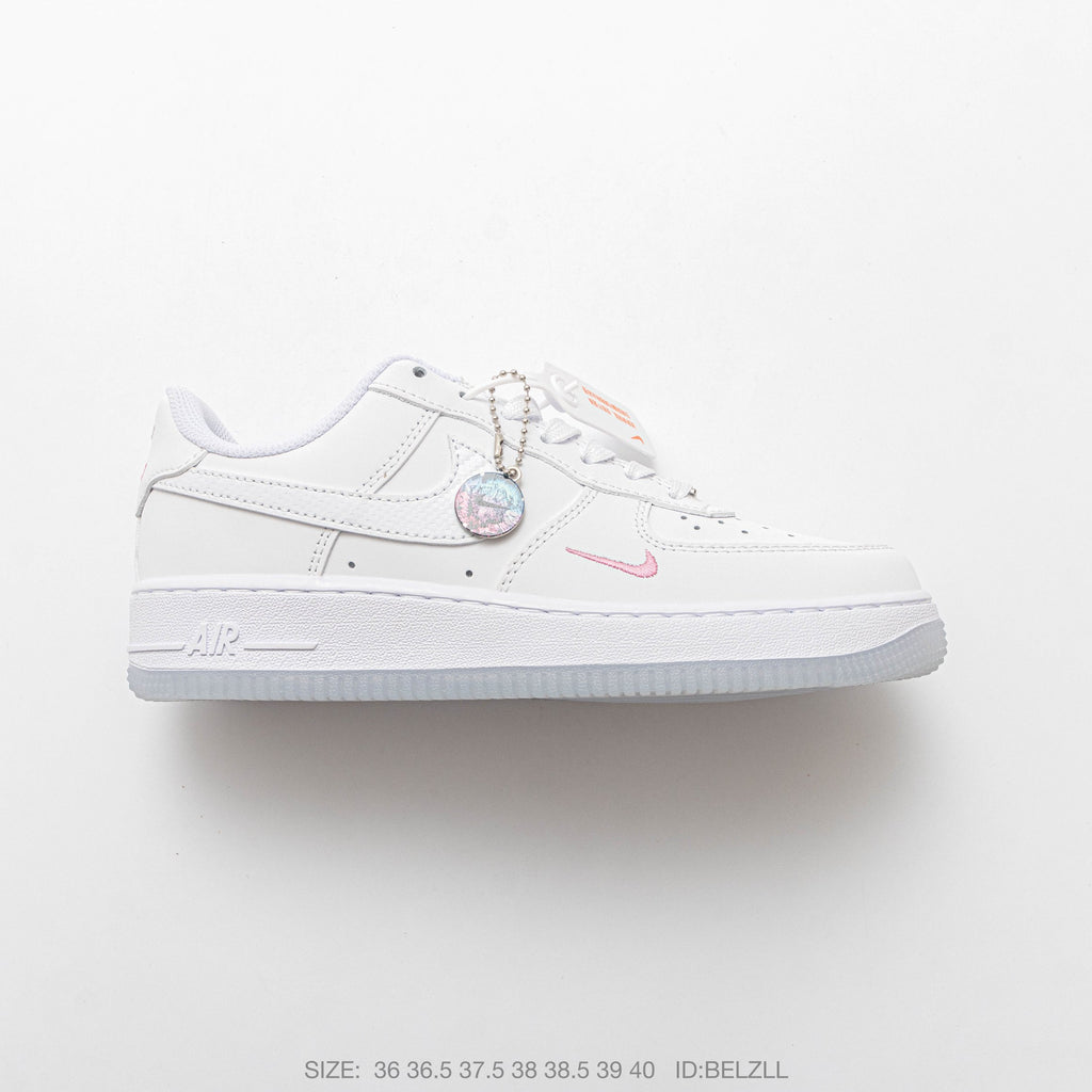 Nike Air Force 1 ’07 Low Triple White Sneakers, Tonal Swoosh Retro Lace-Up Casual Streetwear Shoes
