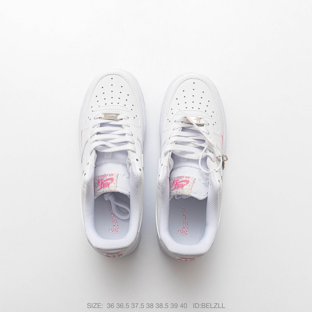 Nike Air Force 1 ’07 Low Triple White Sneakers, Tonal Swoosh Retro Lace-Up Casual Streetwear Shoes