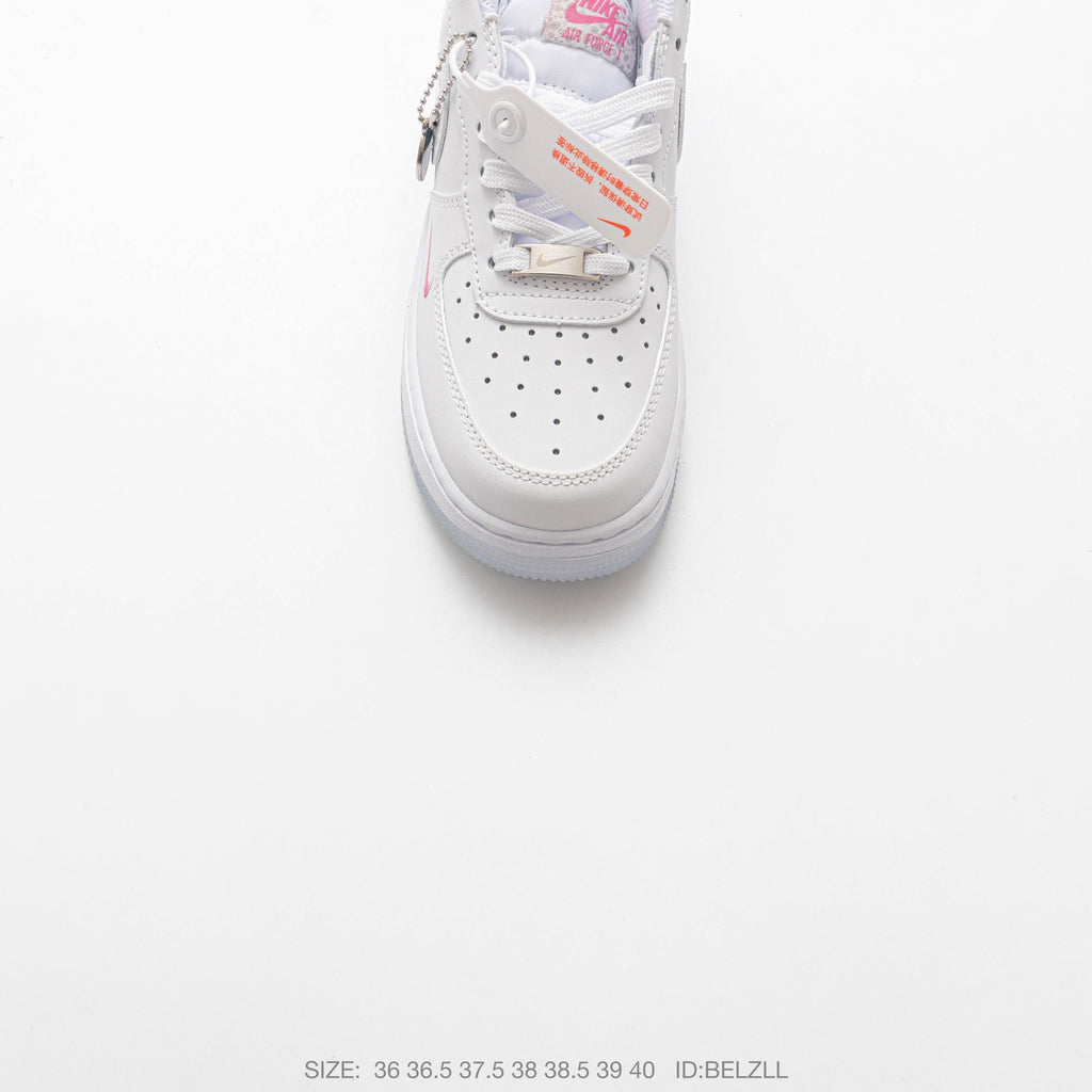 Nike Air Force 1 ’07 Low Triple White Sneakers, Tonal Swoosh Retro Lace-Up Casual Streetwear Shoes