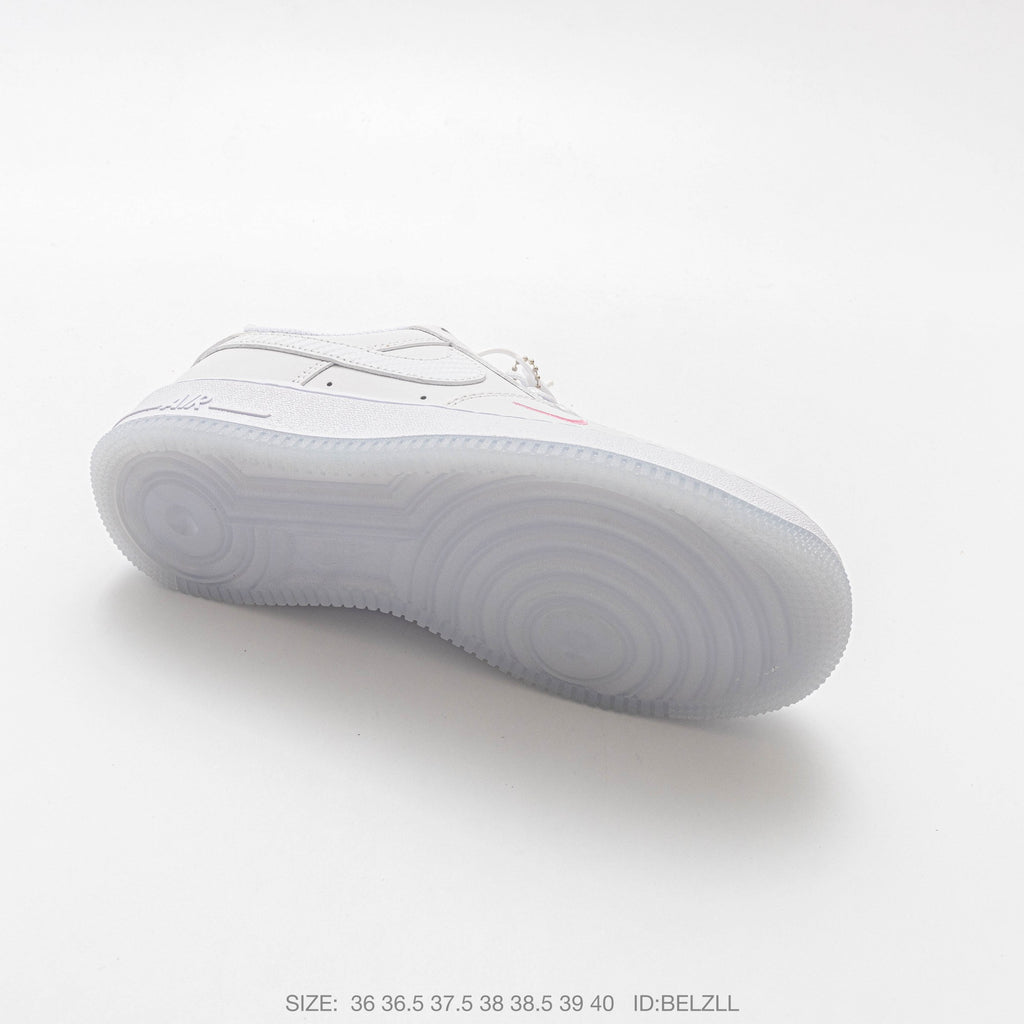 Nike Air Force 1 ’07 Low Triple White Sneakers, Tonal Swoosh Retro Lace-Up Casual Streetwear Shoes